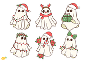 Christmas Ghost PNG Clipart Bundle, a Seasonal Illustration by LemonDesign (Thumbnail 3 of 3)