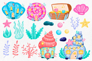 Cute Cartoon Mermaids Clipart