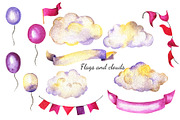 Balloons and clouds watercolor set, an Illustration by Watercolor & sketches (Thumbnail 3 of 5)