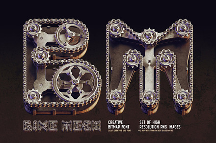Bike Mech - Color Bitmap Font, a Symbol Font by Gleb Guralnyk