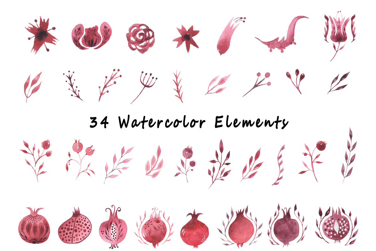 Watercolor Persian Pomegranate, a Graphic by Zahra Makes (Photo 2 of 4)