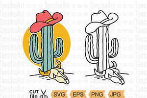 Cactus Cowboy Hat Svg Cut Printable