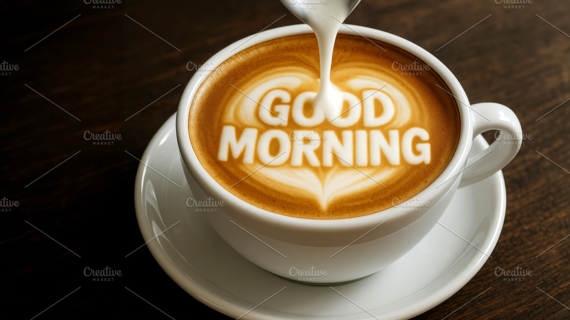 Good morning coffee with latte art, a Photo by LiliGraphie