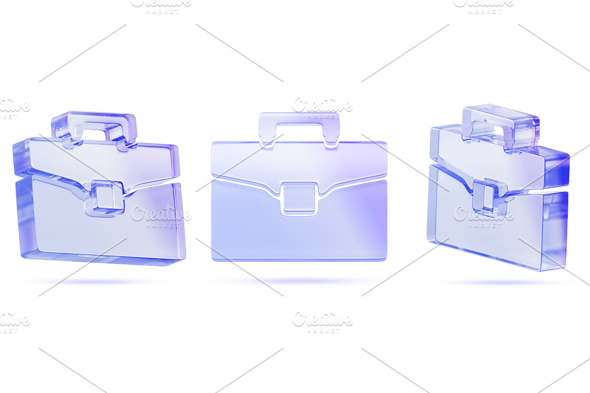 3d crystal glass briefcase set with, a Finance Illustration by Marozhkastudio