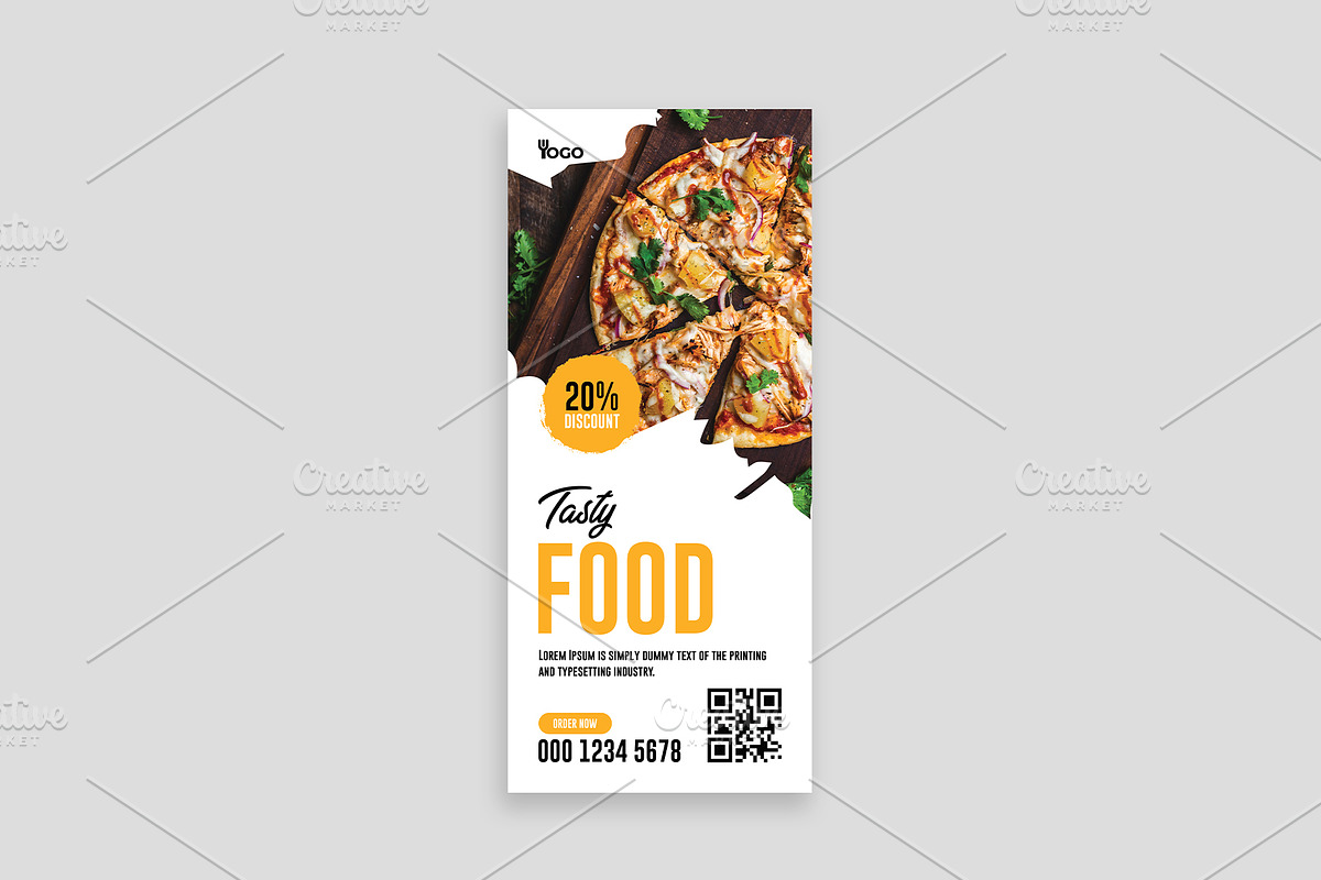 Restaurant Food Rack Card Dl Flyer, a Flyer Template by Shahjahangdb1