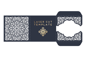 Vector wedding card laser cut template with mandala