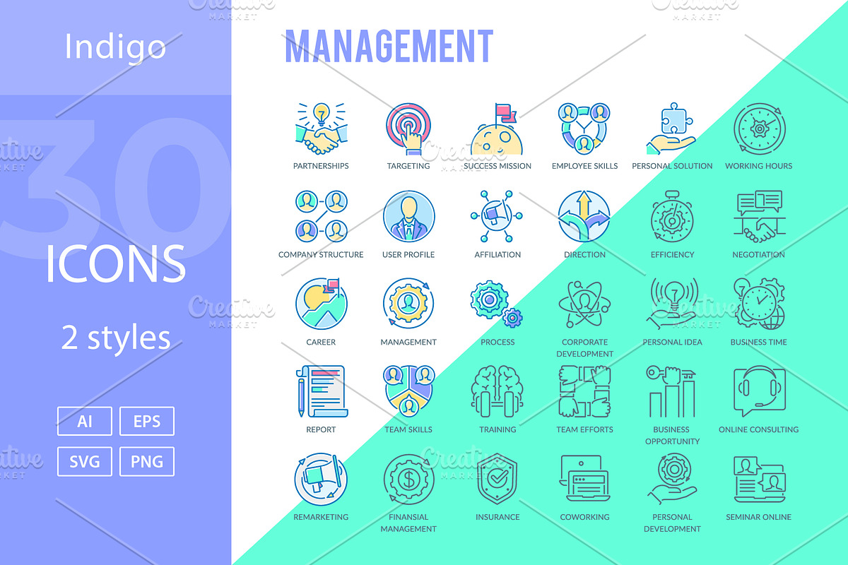 Management Icons, an Outline Icon by Kalash (Photo 1 of 2)