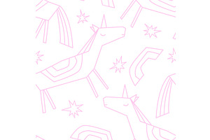 Abstract hand drawn linear unicorns, an Illustration by Toltemara