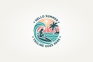 modern summer surf  label logo, a Branding & Logo Template by Blazybone