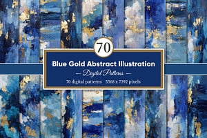 Blue Gold Abstract Illustration, a Decorative Illustration by Housui Patterns