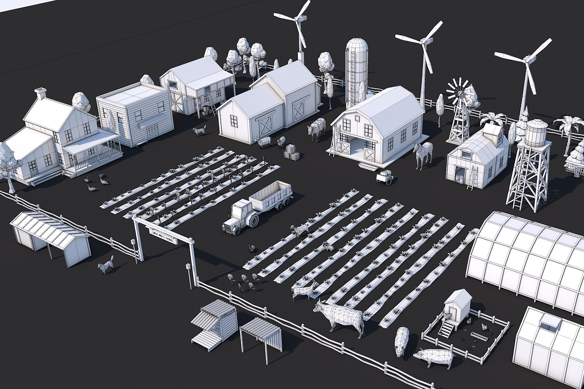 Low Poly Farm House and Animals Pack, an Architecture 3D Model by multimedia4ds (Photo 2 of 14)