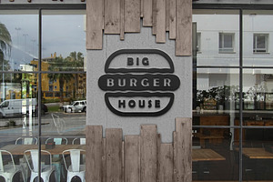 Logo Mockup 3D Sign Restaurant