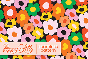 Big Retro Florals Seamless Pattern