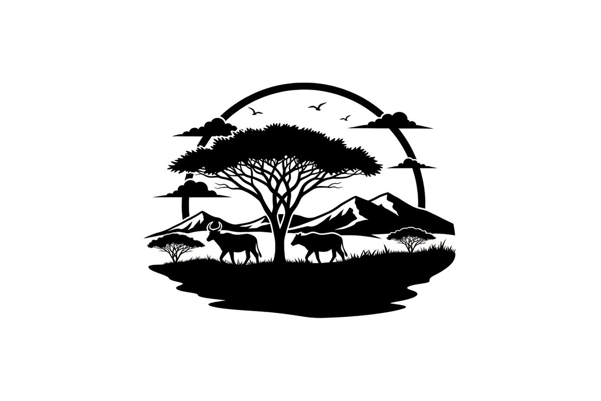 Abstract Savanna Scenery Silhouette, a Graphic by Designer_Momina (Photo 5 of 13)