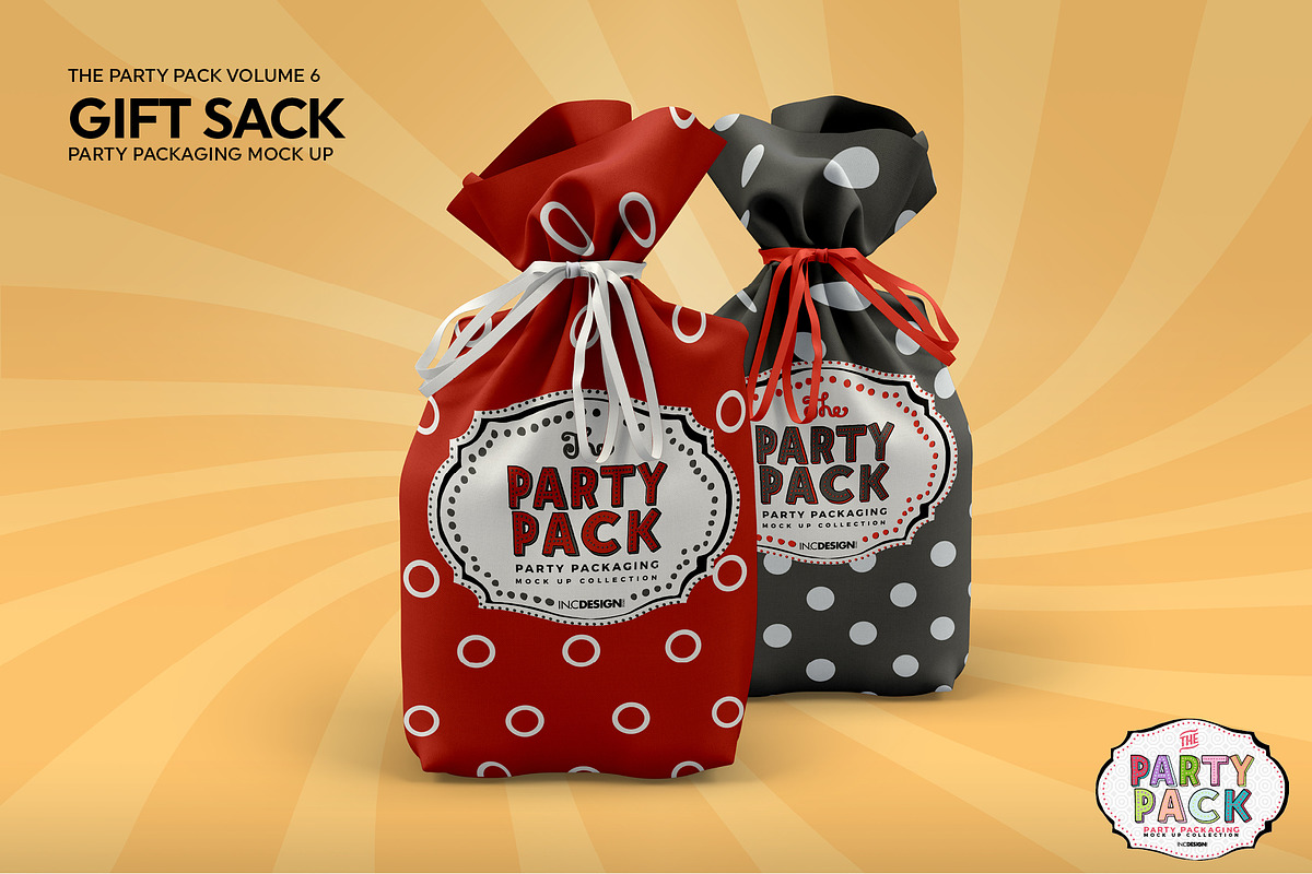 Party Gift Sack Packaging Mockup, a Product Mockup by INCDesign (Photo 4 of 7)