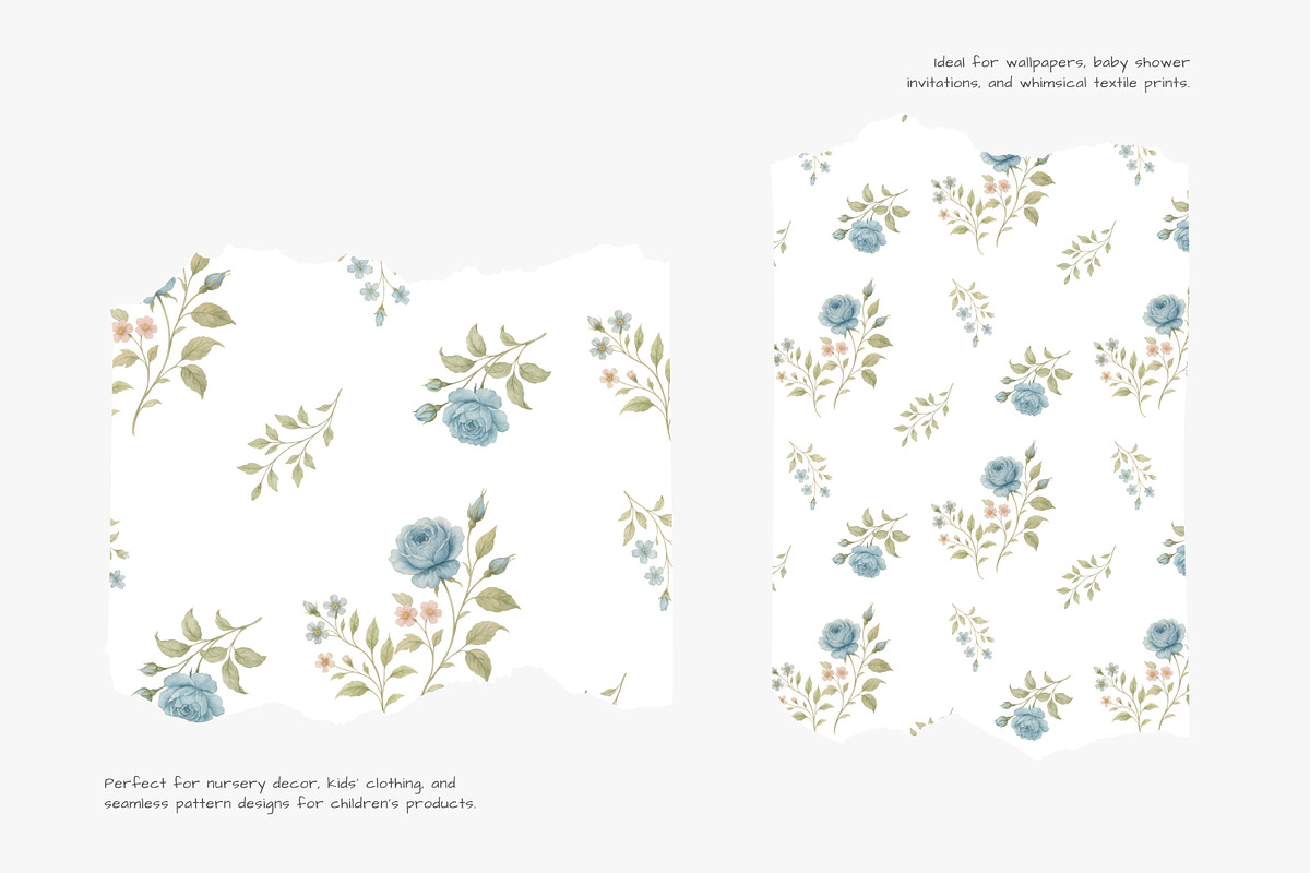 blue rose seamless pattern jpeg, a Pattern Graphic by Pink Studio Art (Photo 2 of 5)