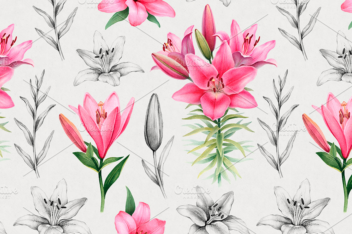 Illustrations of Lilies, a Texture Illustration by Sundra (Photo 3 of 10)