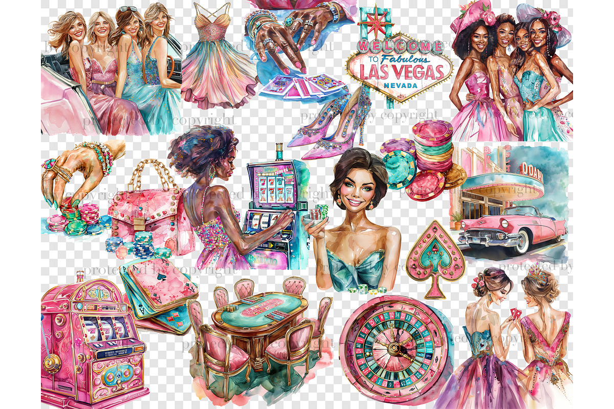 Las Vegas Girls Trip Clipart, a Person Illustration by GlamArtZhanna (Photo 5 of 6)