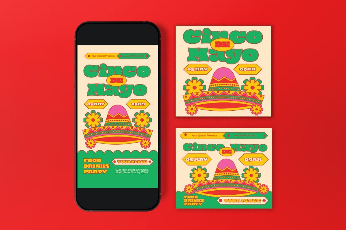 Green Quirky Cinco De Mayo Flyer Set, a Flyer Template by graphicook (Photo 3 of 3)