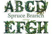 Spruce Branch Alphabet, a Decorative Illustration by GlamArtZhanna (Thumbnail 1 of 7)