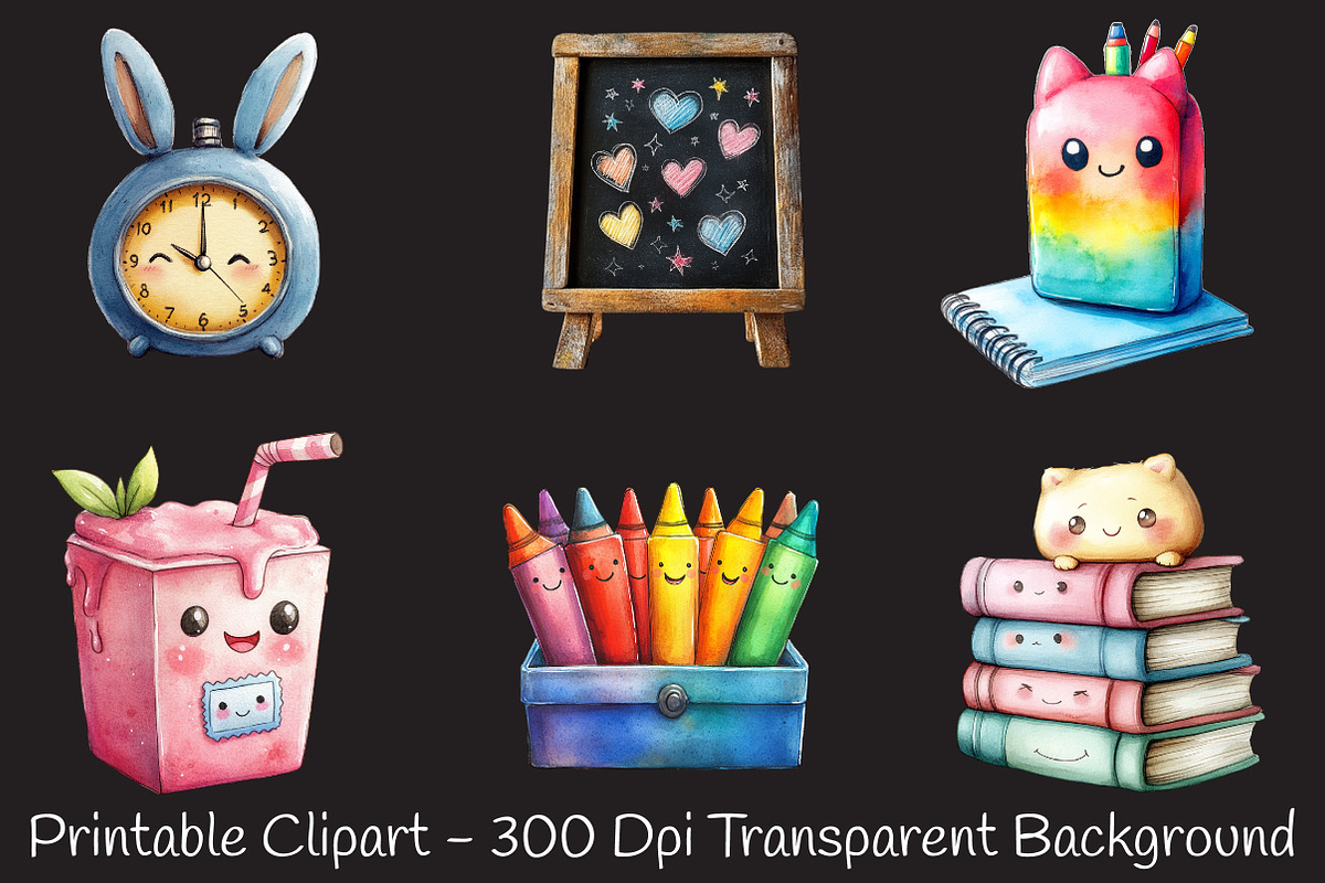 Kawaii School Clipart Bundle, an Illustration by RobertsArt (Photo 3 of 7)
