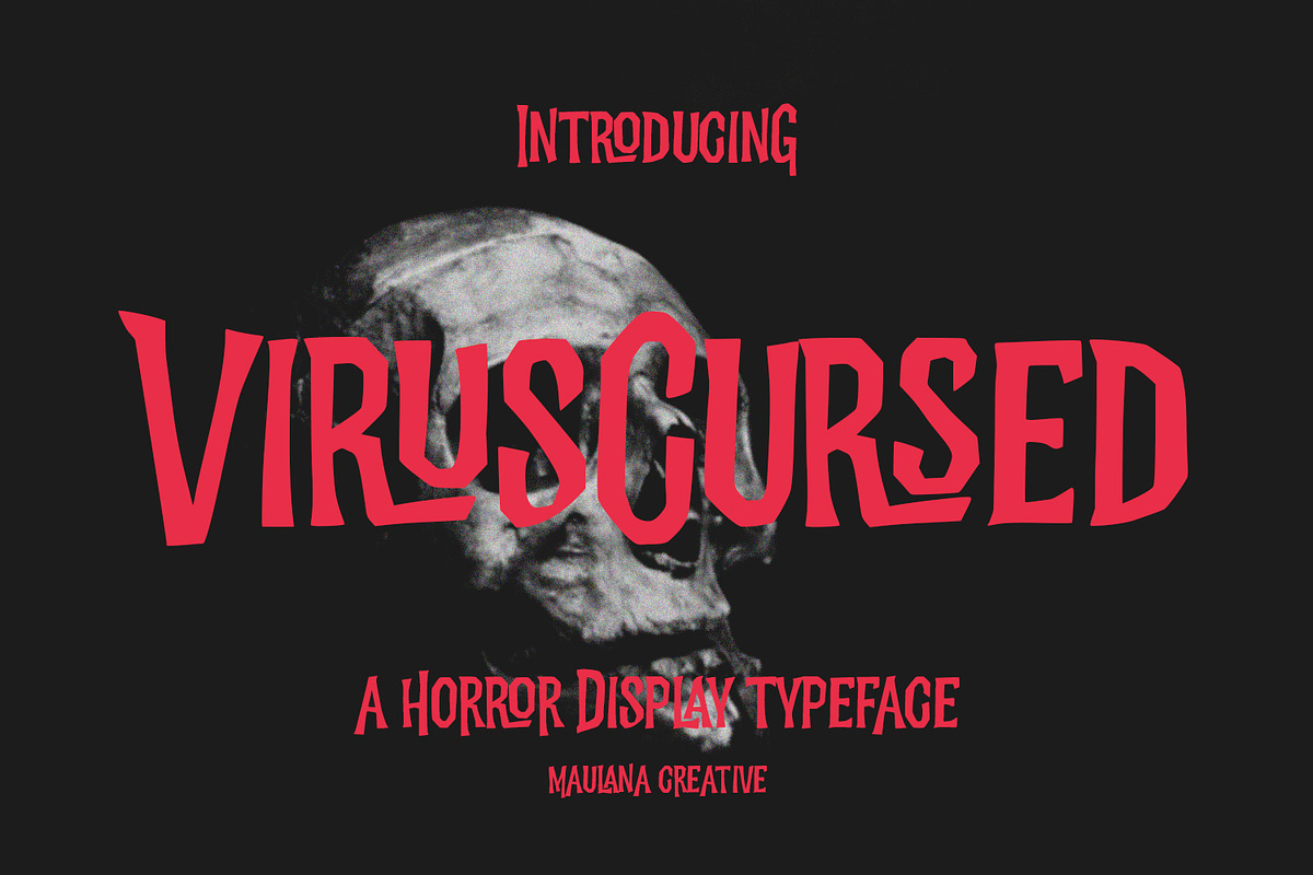 Virus Cursed Halloween Sans Vintage, a Sans Serif Font by Maulana Creative (Photo 1 of 8)
