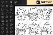 130 Procreate Cute Kawaii Cat Stamps, a Brush Add-On by DrawingStoryShop (Thumbnail 5 of 6)