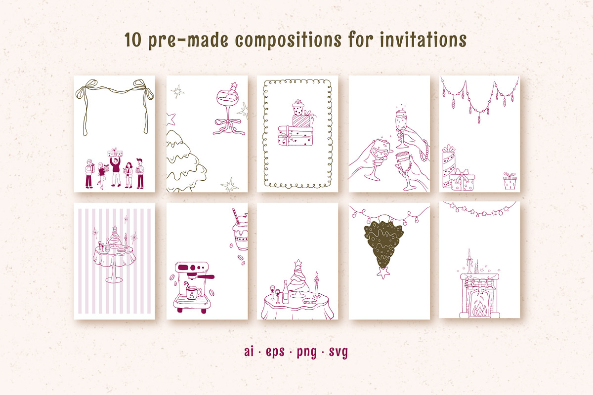 Whimsical Christmas party set, a Decorative Illustration by soboleva alya (Photo 6 of 12)