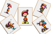 Whimsical Winter Kids Clipart Bundle, an Illustration by Libby Wishes (Thumbnail 4 of 7)