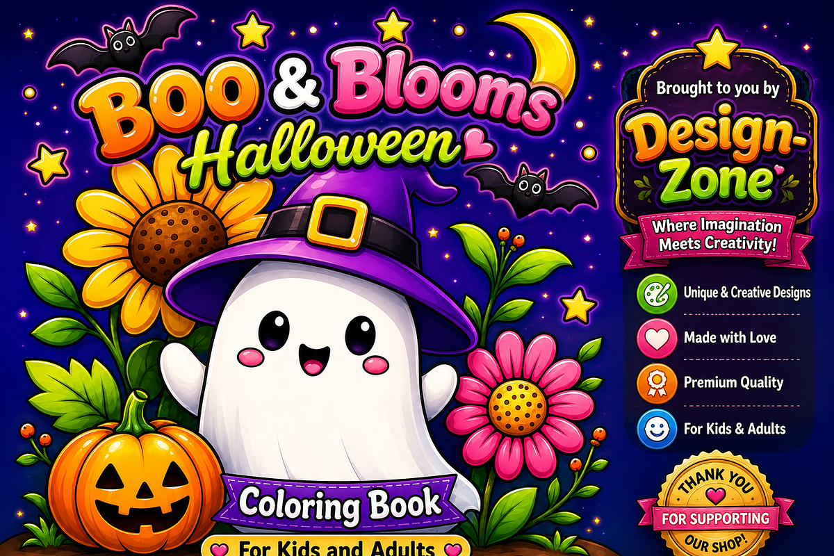 Boo & Blooms Halloween Coloring Book, a Seasonal Illustration by Design Zone (Photo 5 of 5)