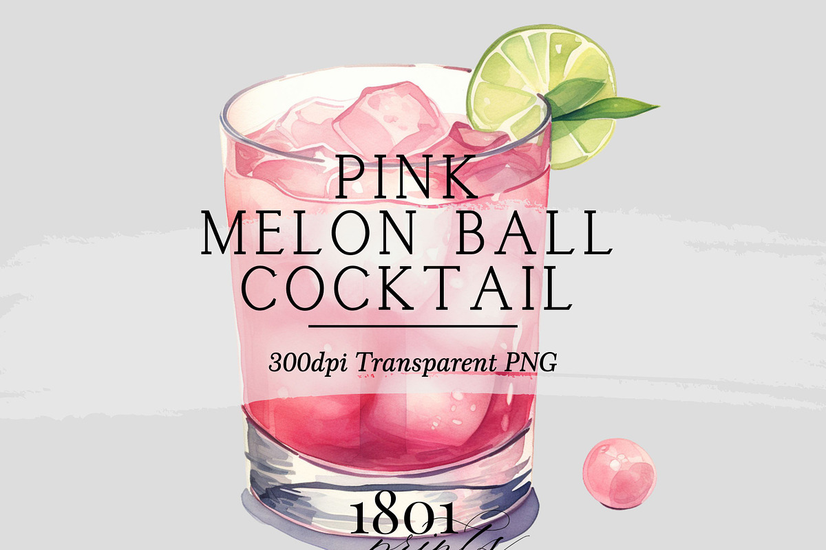 Pink Melon Ball Cocktail, a Food Illustration by 1801Prints (Photo 1 of 4)