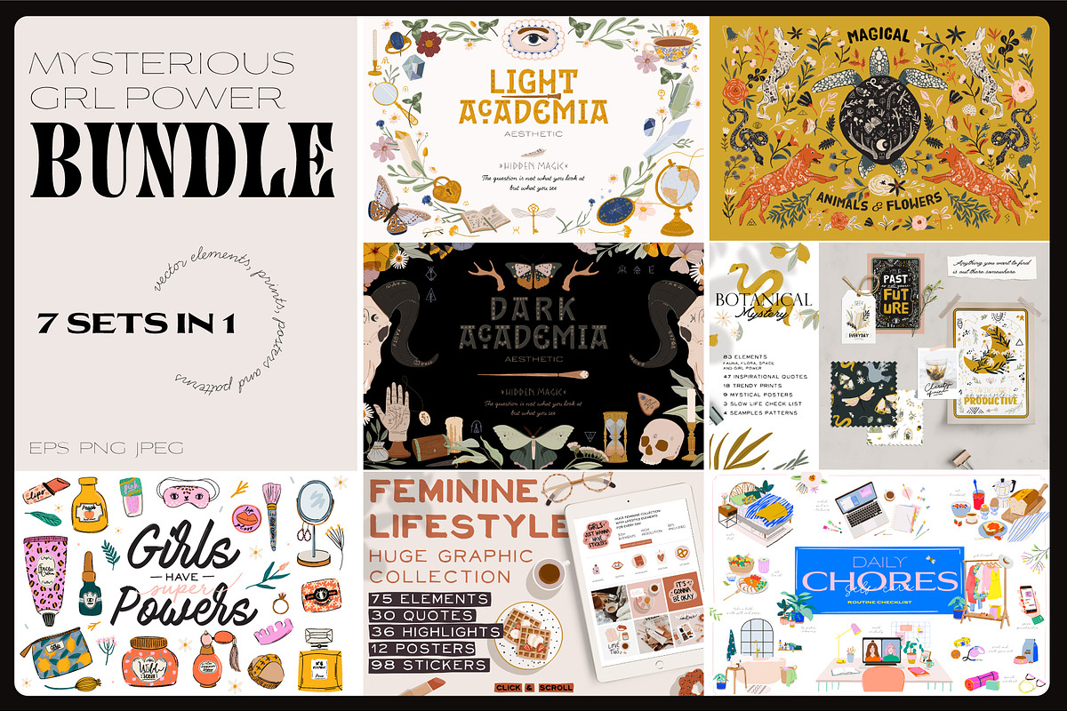 Woman Mystery & GRL Power BUNDLE, an Object Graphic by Ruslana Lubenets (Photo 1 of 123)