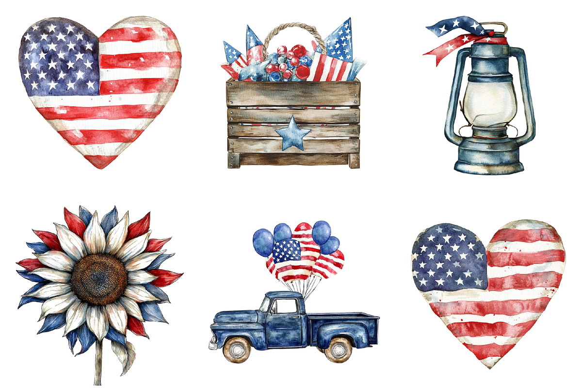 4th of July Rustic Patriotic Clipart, an Illustration by SinaCreation (Photo 4 of 5)