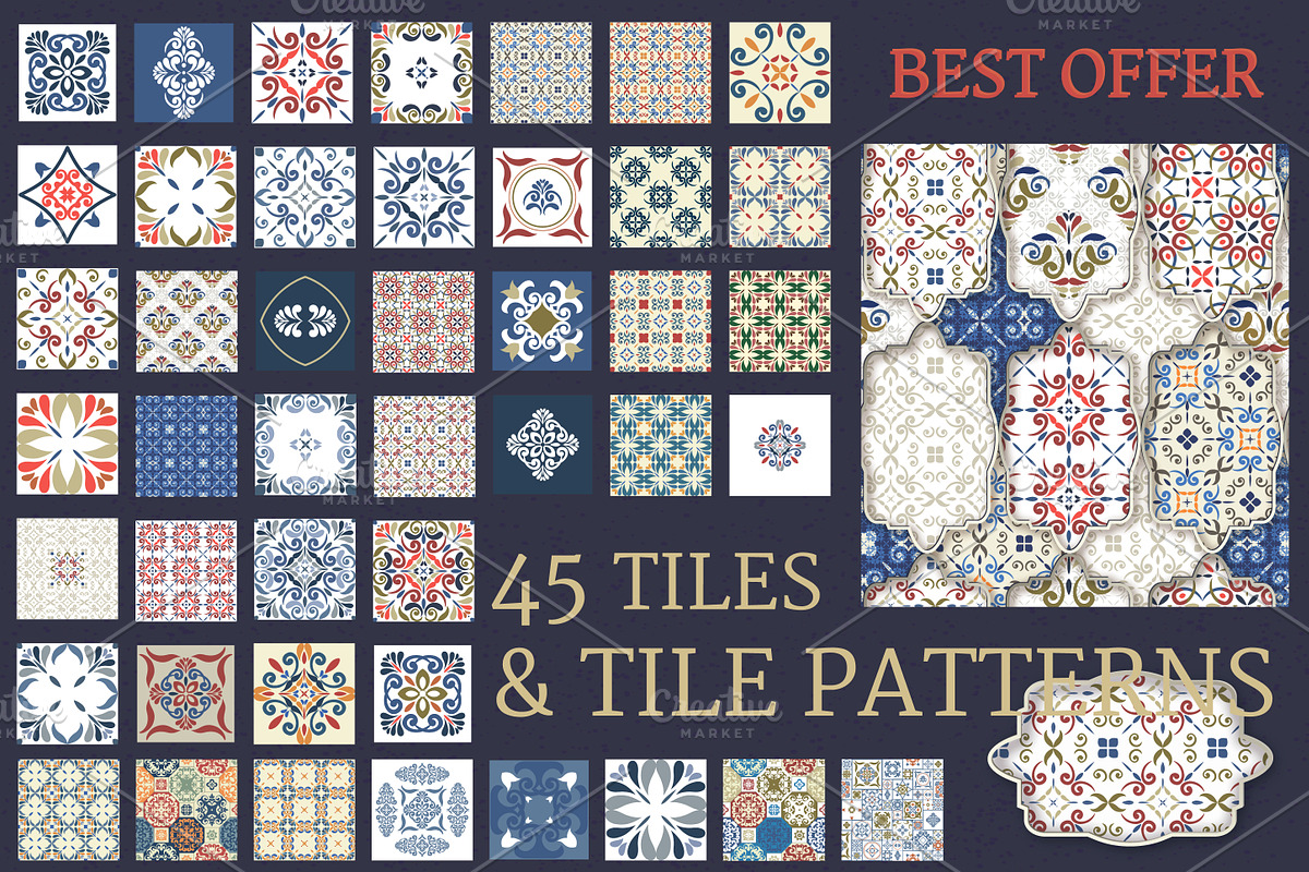 Set of 45 TILES, a Pattern Graphic by DeMih (Photo 1 of 2)
