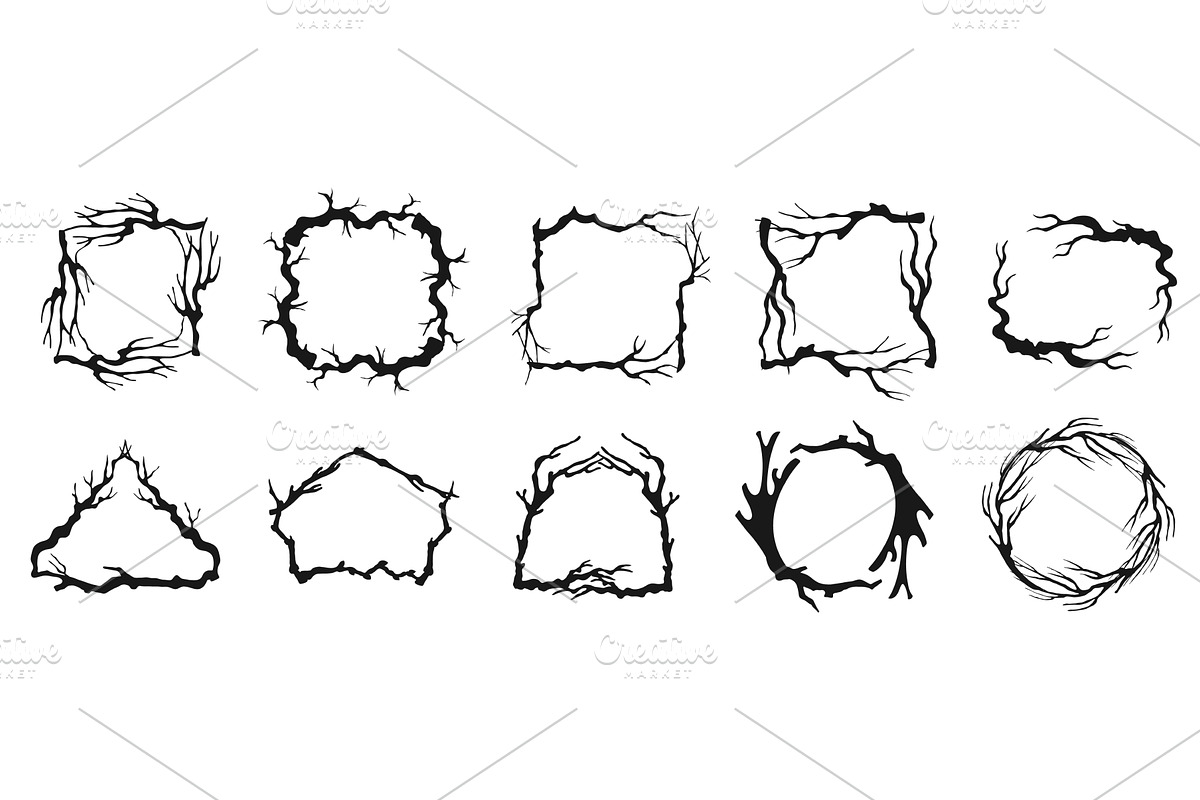 Twig frames border with frame, an Illustration by winwin.art