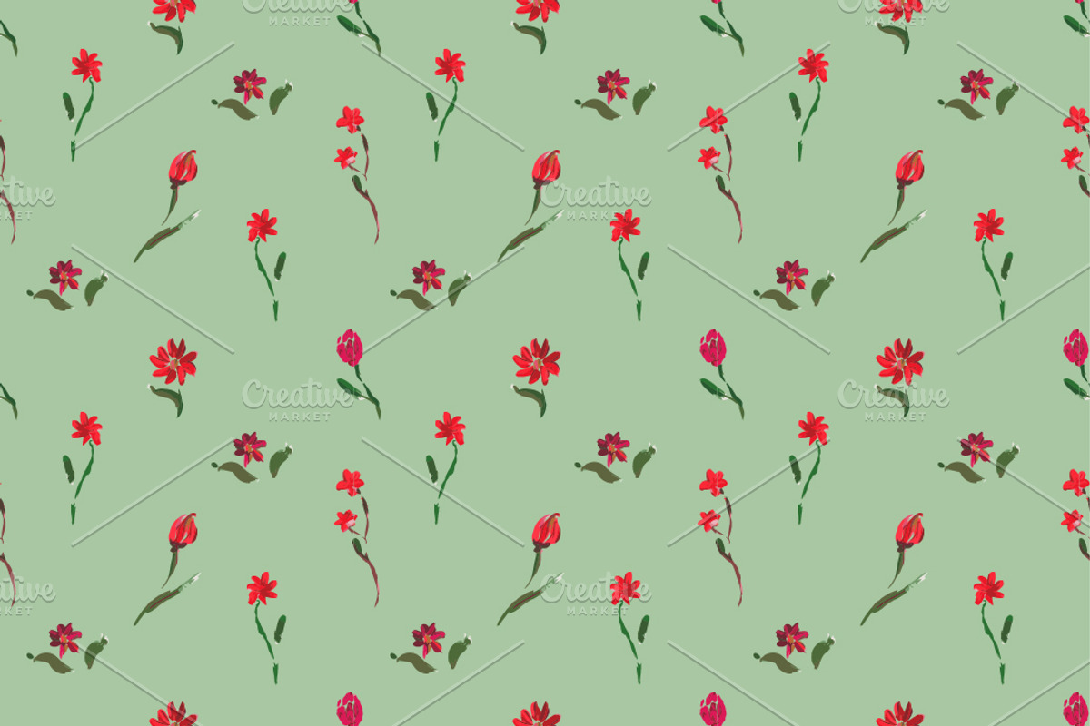 Set of four seamless floral patterns preview 2