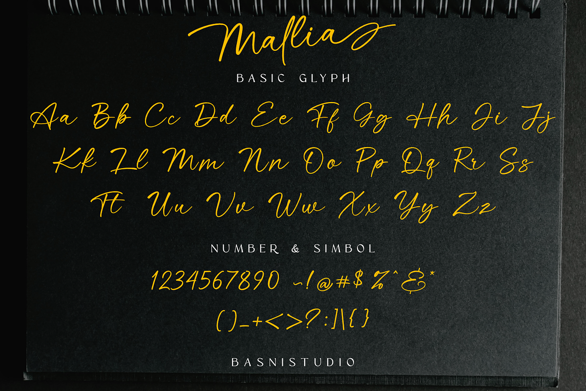 Mallia Handwritten Font, a Script Font by Basnistudio (Photo 8 of 11)