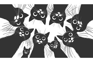 Cute Black Cats Looking Down vector, an Animal Illustration by AlexArt