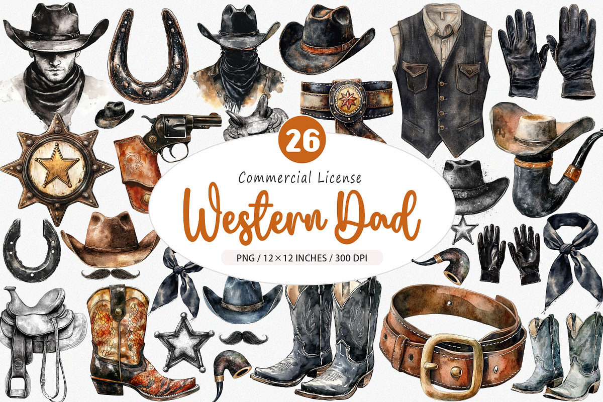 Retro Western Dad PNG, an Illustration by SinaCreation (Photo 1 of 5)