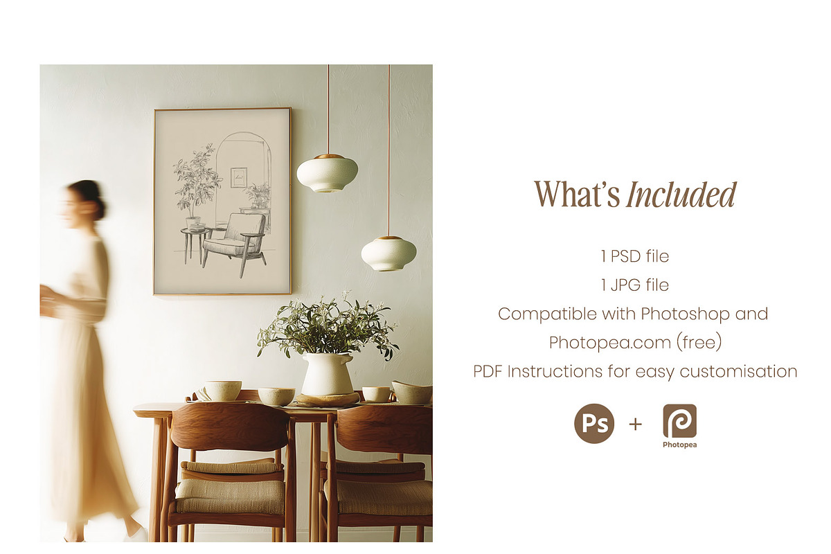 Timber Picture Frame Mockup – Dining, a Household Mockup by Indigo Rain Creative (Photo 2 of 4)