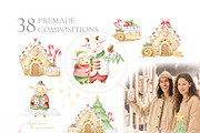 Family Christmas Watercolors Cartoon, a Seasonal Illustration by Elena Malgina Clipart (Thumbnail 5 of 20)