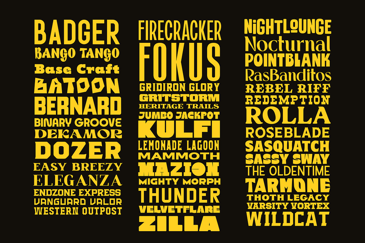 Tarantology Font Bundle (42 Fonts!), a Sans Serif Font by HipFonts (Photo 2 of 10)