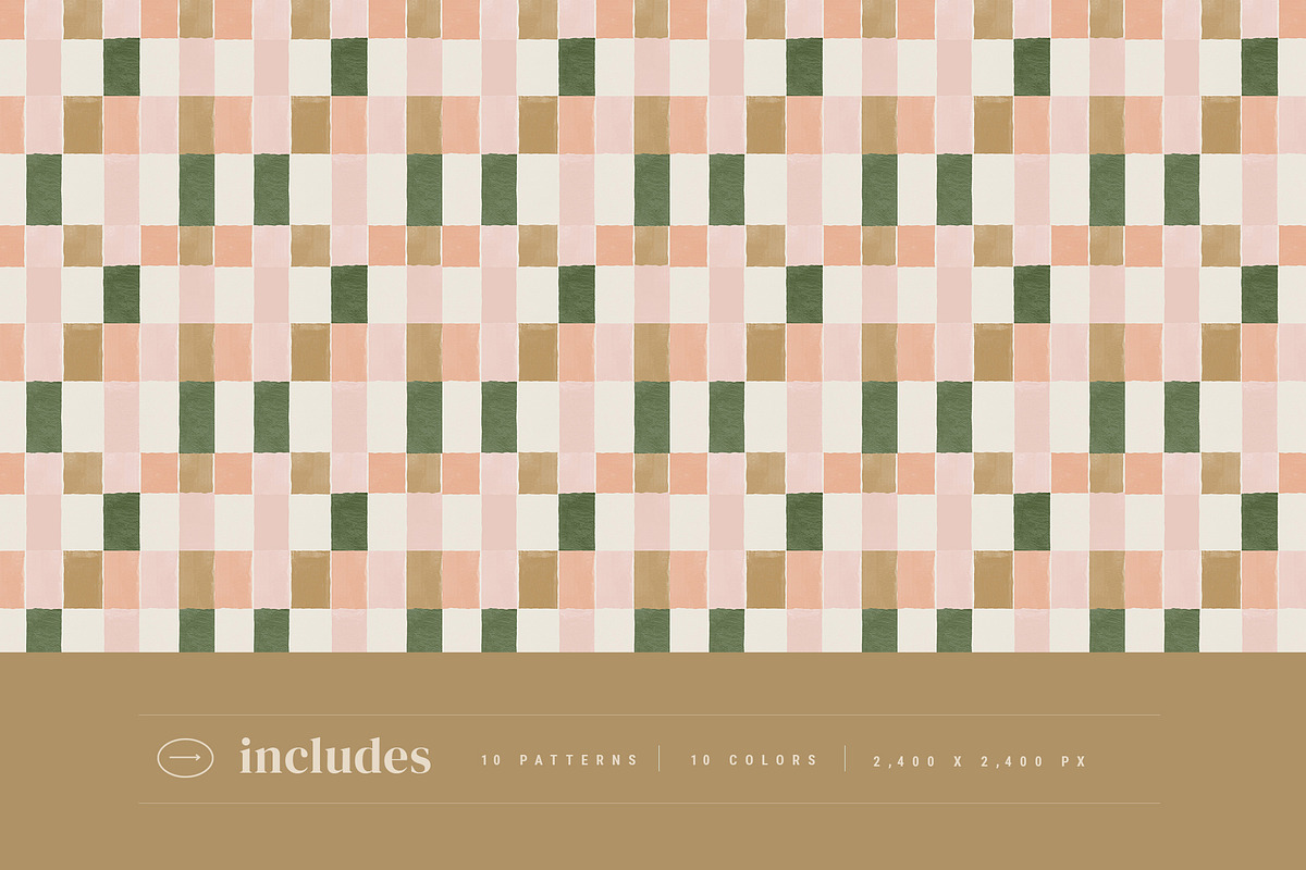 Checkered Painted Seamless Patterns, a Pattern Graphic by Basia Stryjecka (Photo 6 of 17)