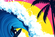 Big Wave Surfer, a Sport Illustration by Sharon Schwalbe (Thumbnail 1 of 2)