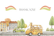 Animals in the car, an Illustration by Love Watercolor Store (Thumbnail 15 of 15)