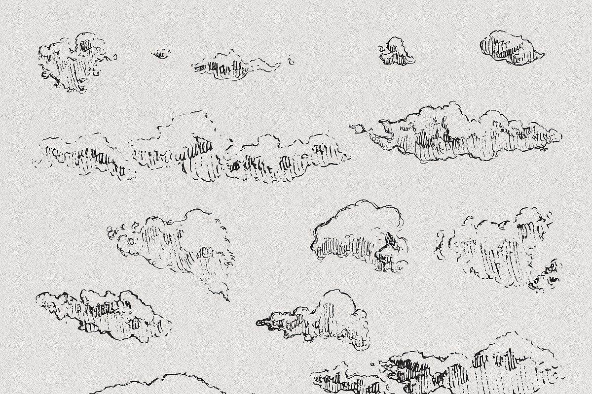 Hand drawn illustrations of clouds, an Object Illustration by TheMountBirdStudio (Photo 2 of 3)