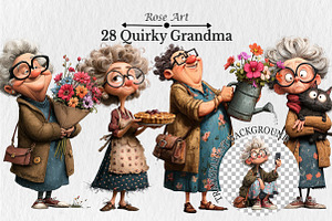 Quirky Grandma Clipart, an Illustration by Rose Art
