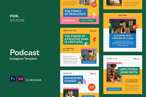 Retro Podcast Social Media Template, a Social Media Template by FDR Studio