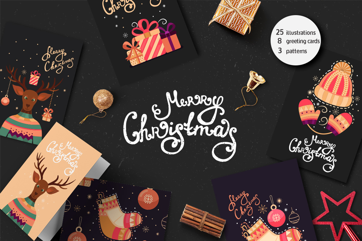 Christmas card, illustration,pattern, an Illustration by Dasha Efremova (Photo 1 of 5)