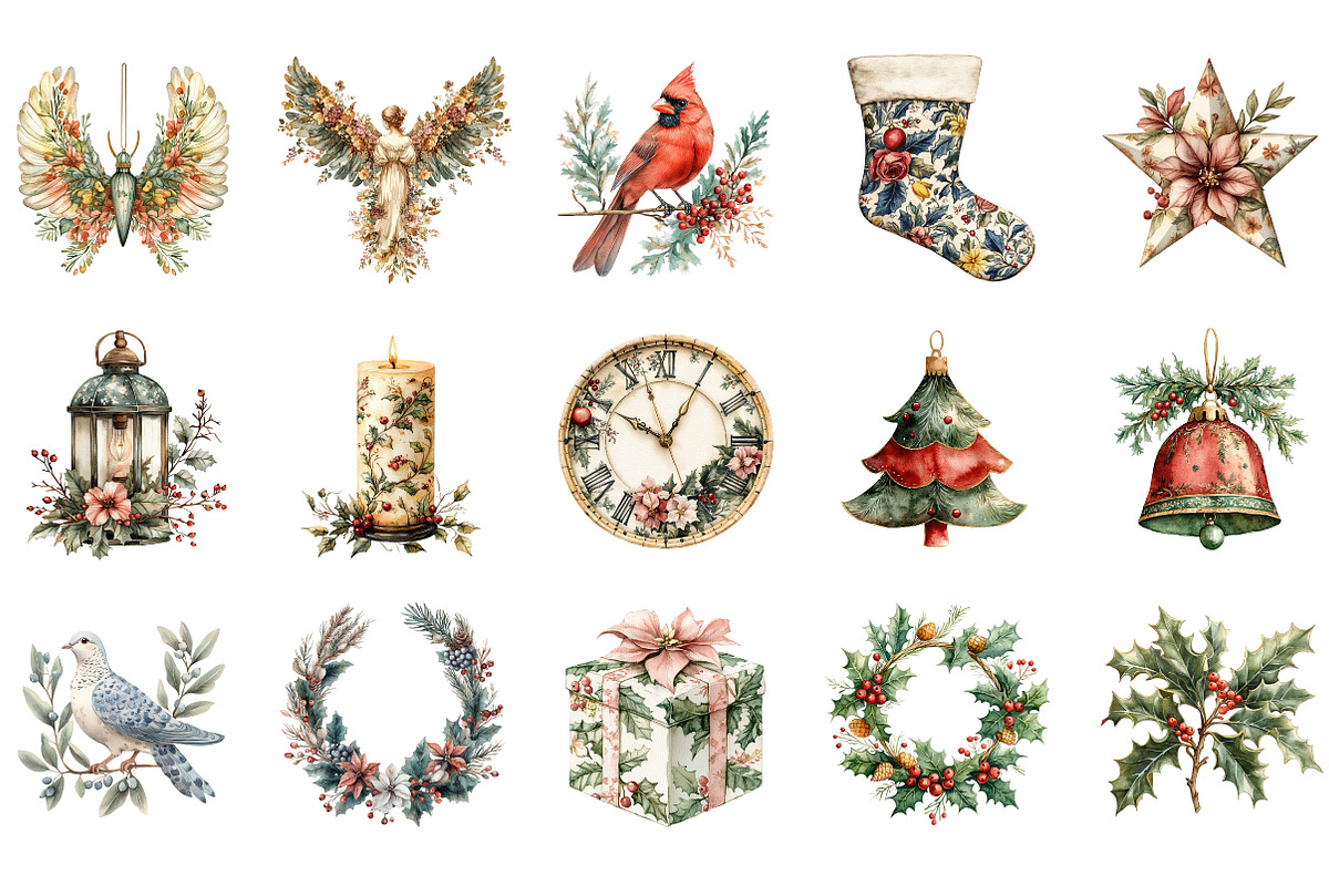 Christmas Toile Clipart, an Illustration by Designking (Photo 2 of 5)
